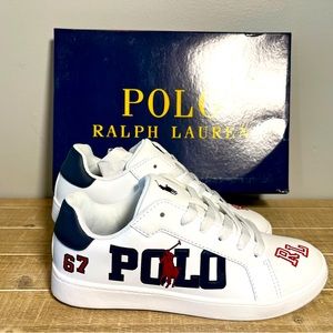 Red, White and Navy Polo Ralph Lauren Kid Sneakers Size 3.5